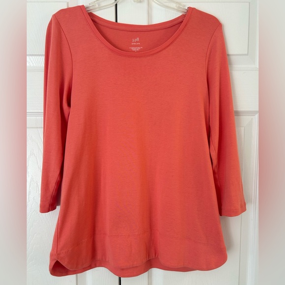 NWOT J.Jill Women’s Coral Pink Perfect Pima Scoop Neck Tunic Blouse Shirt Size S - Picture 1 of 12